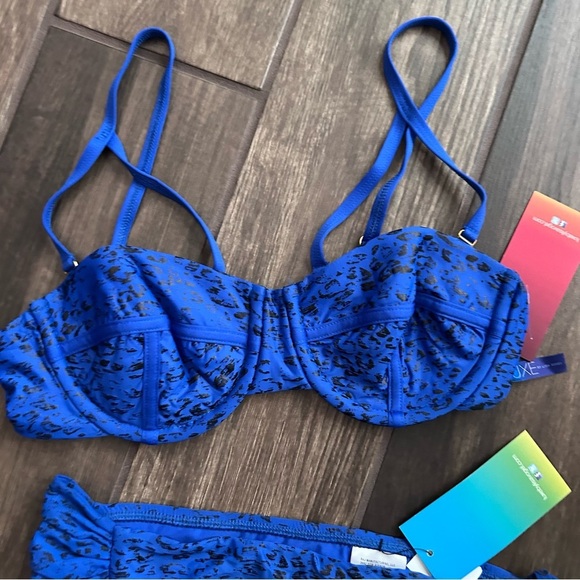 NWT LUXE by Lisa Vogel Blue Animal Print Bikini Swimsuit Sz 6 - Picture 3 of 9